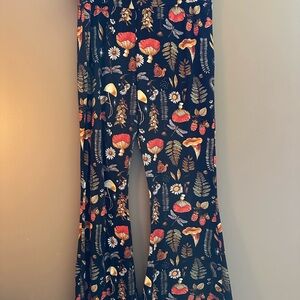 EARTHBOUND Black Floral and Mushroom Pants